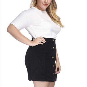 Black high waist corduroy mini skirt SMALL